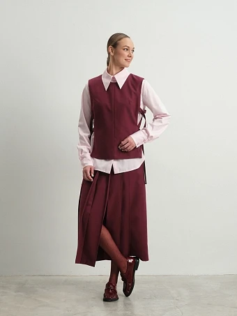 Бордовая юбка в складку Tulip