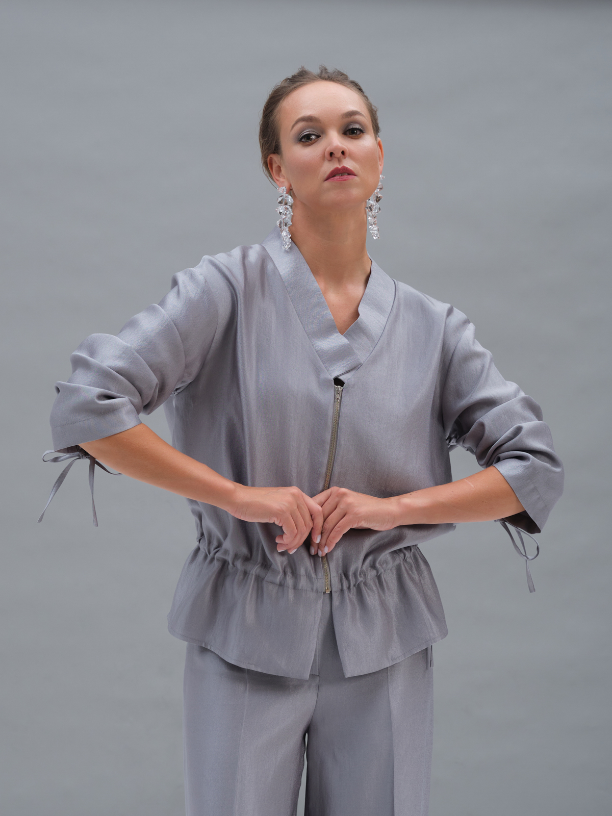 Серебряный бомбер на кулиске Selene