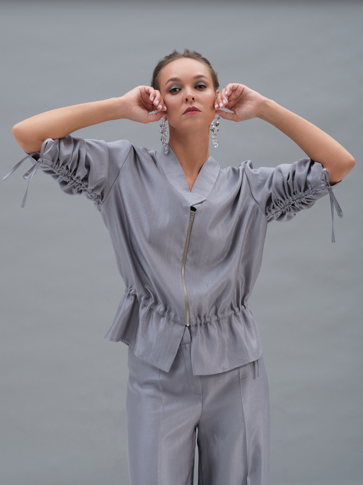 Серебряный бомбер на кулиске Selene