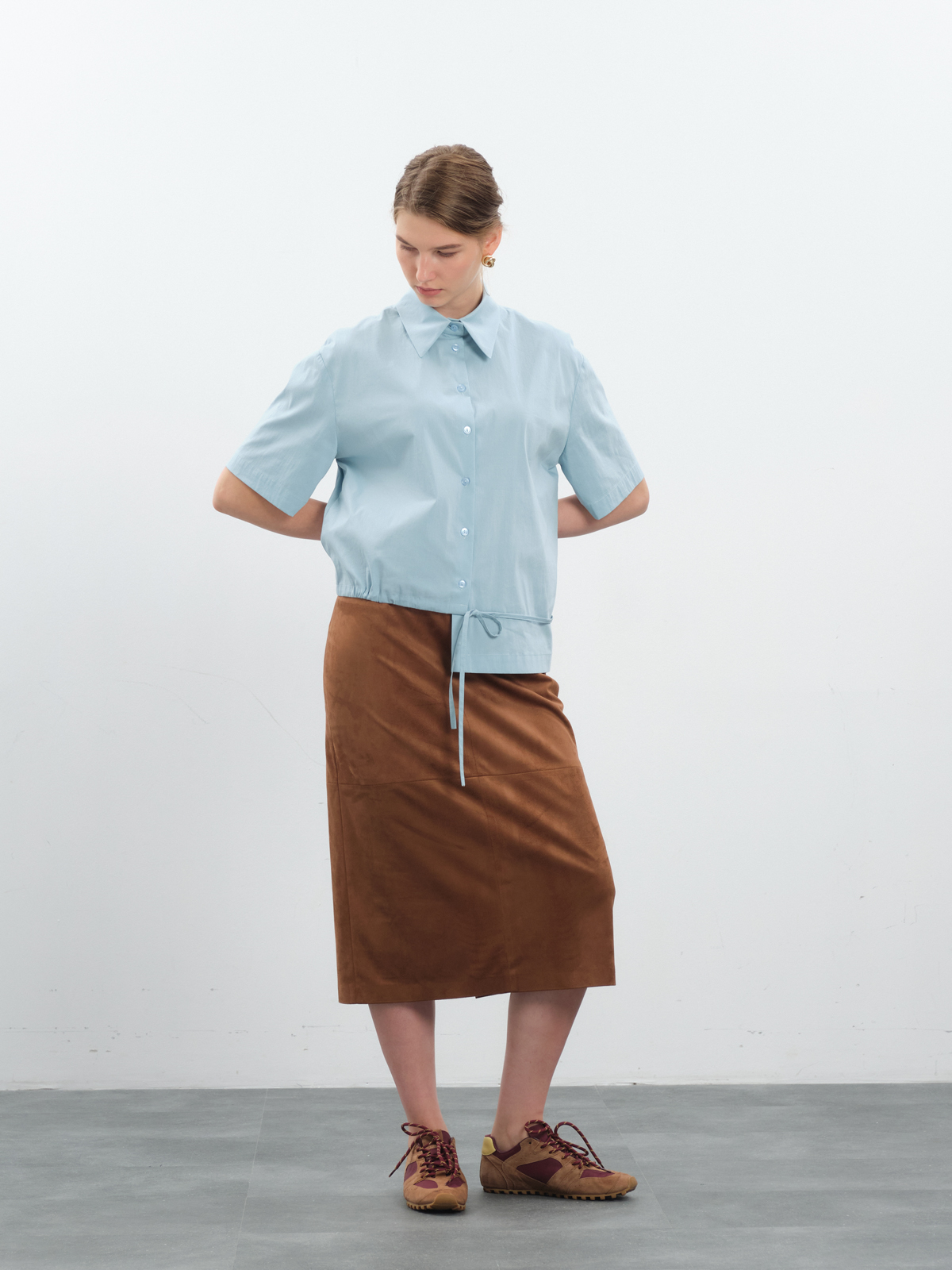 Замшевая терракотовая юбка