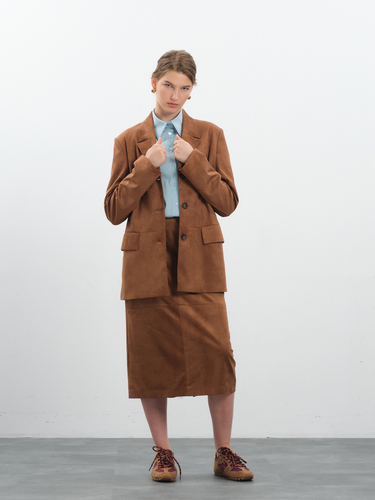 Замшевая терракотовая юбка