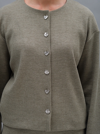 Оливковый трикотажный жакет