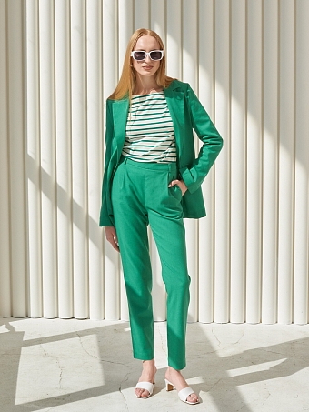 Зеленые льняные брюки