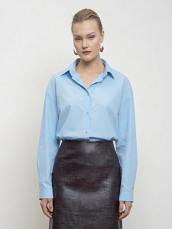 Голубая рубашка оверсайз
