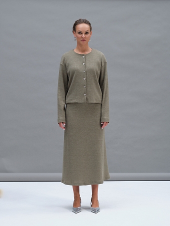 Оливковая трикотажная юбка