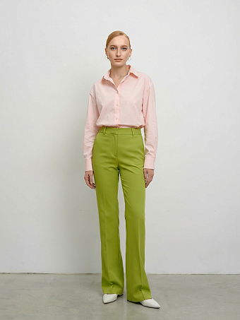 Зеленые брюки клеш