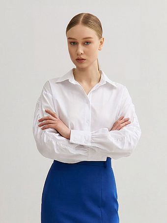 Рубашка оверсайз со сборкой на рукавах