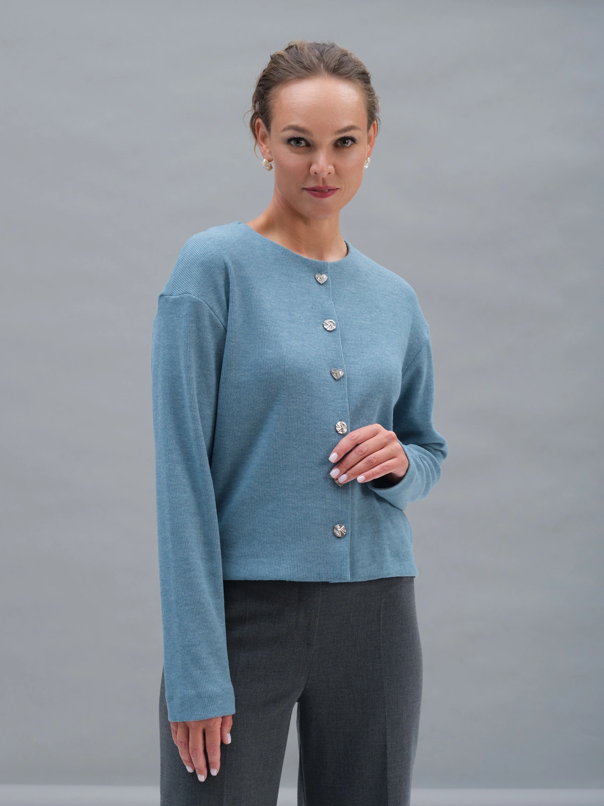 Голубой трикотажный жакет