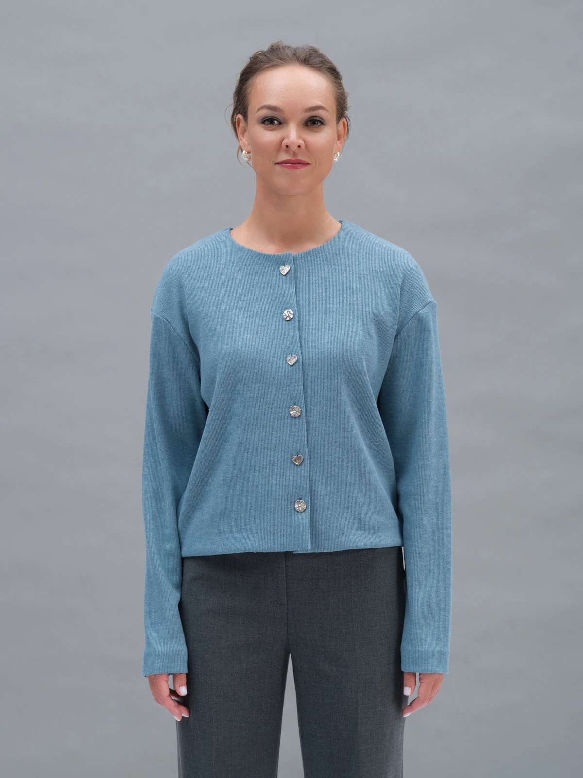 Голубой трикотажный жакет