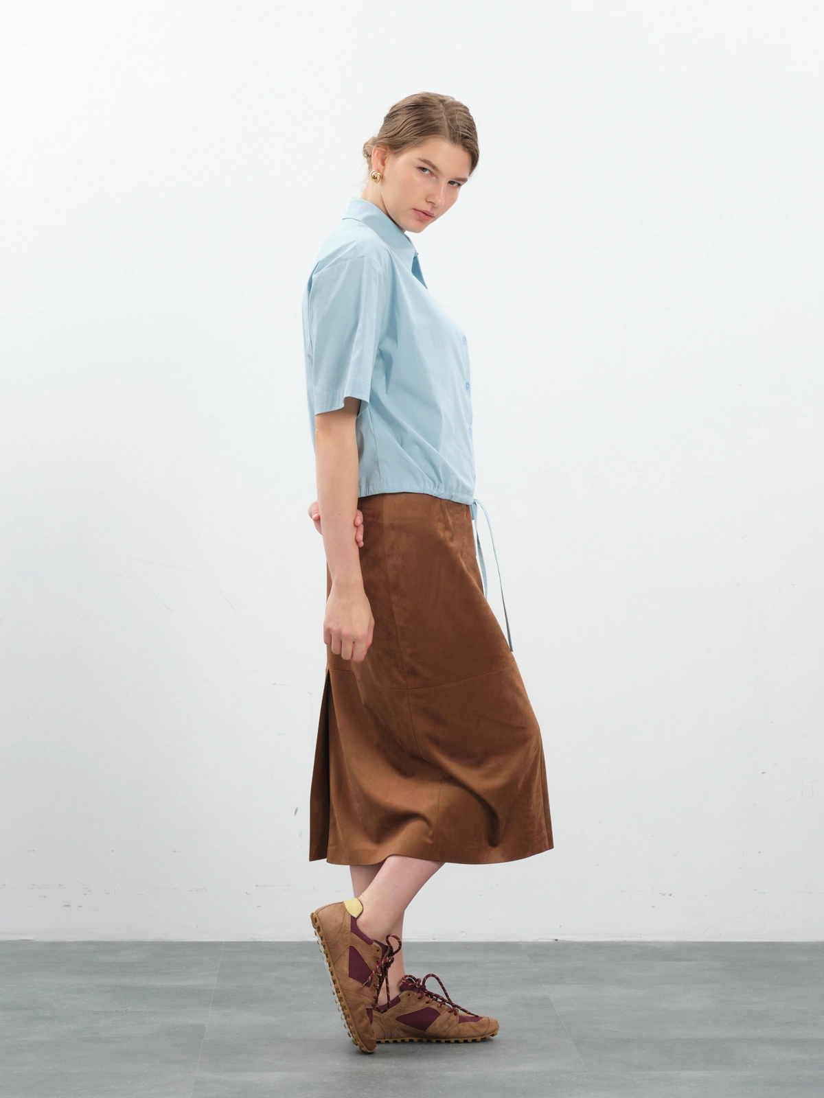 Замшевая терракотовая юбка