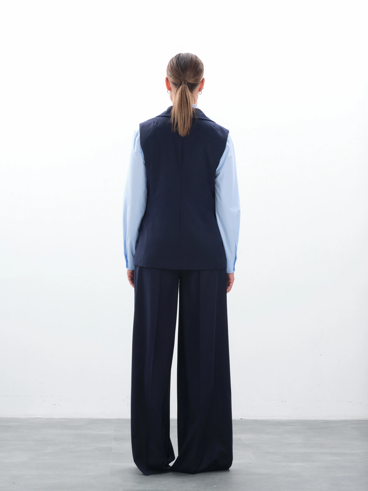 Широкие базовые синие брюки