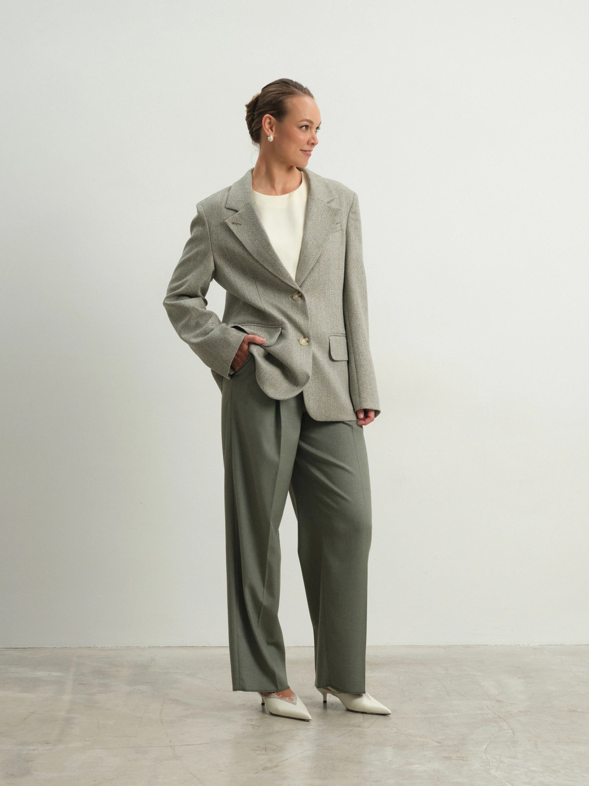 Зеленый меланжевый жакет Elegance