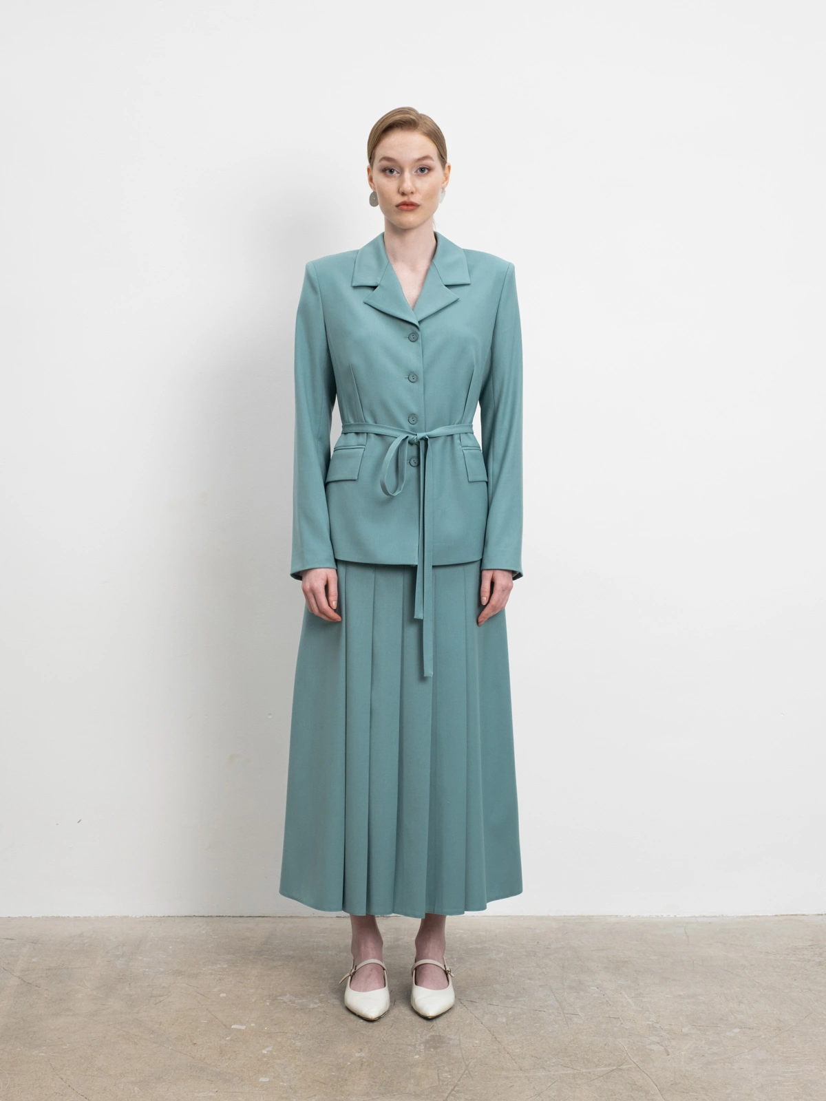 Мятная юбка со складками