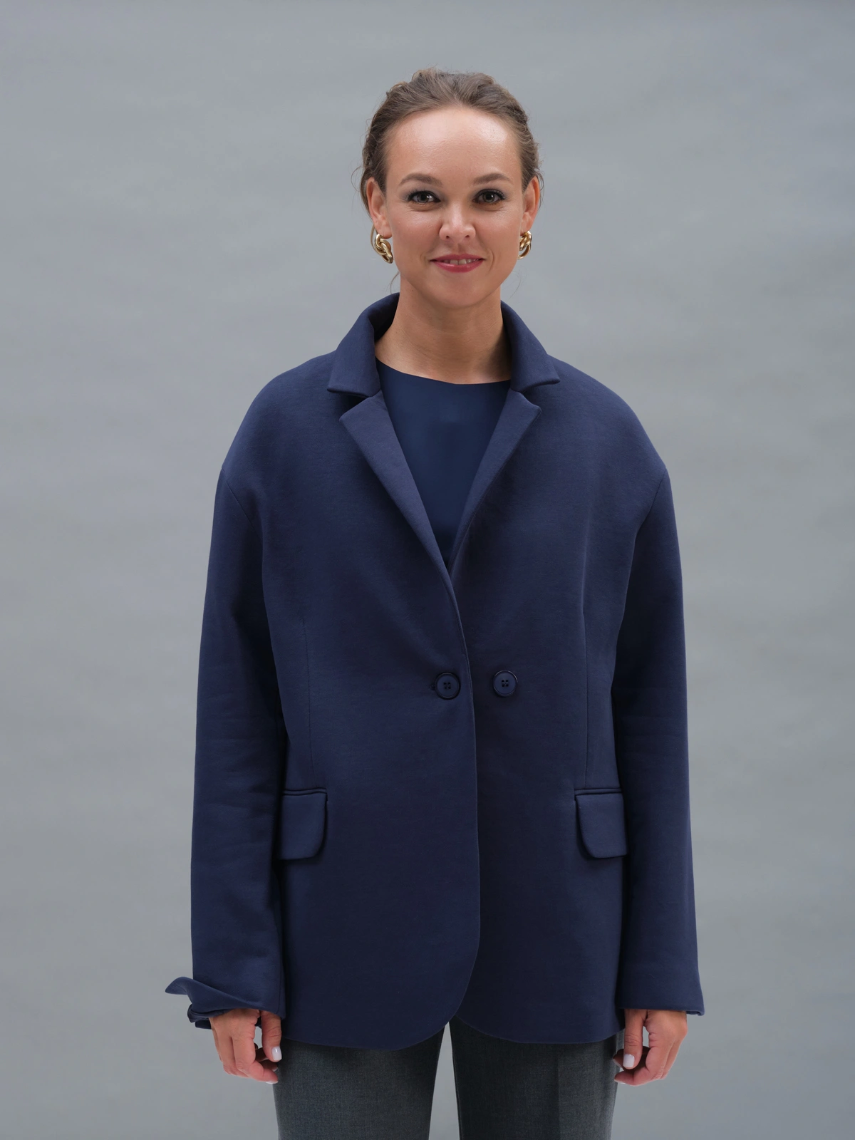 Синий жакет из футера