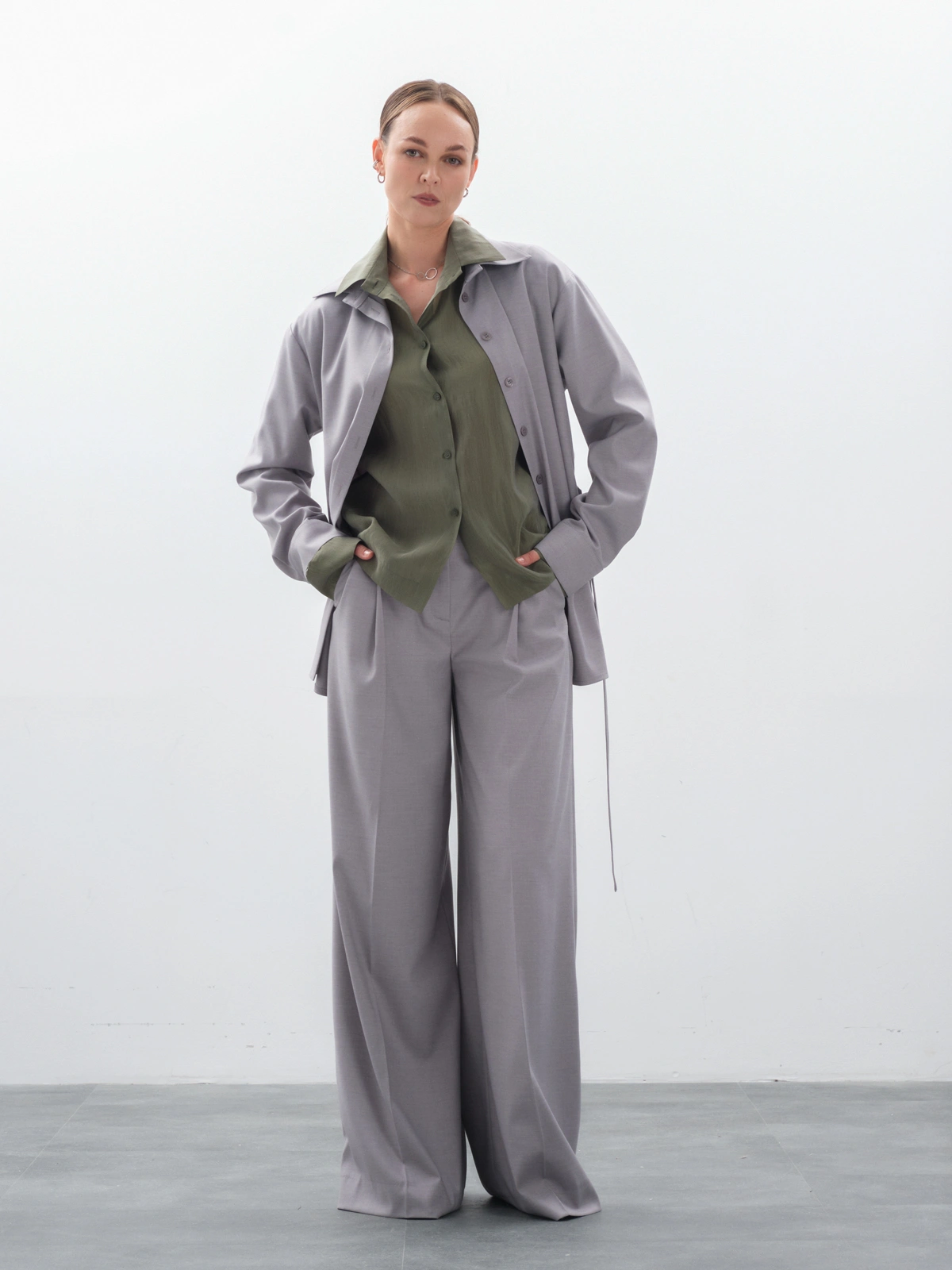 Брюки широкие серые hedonist