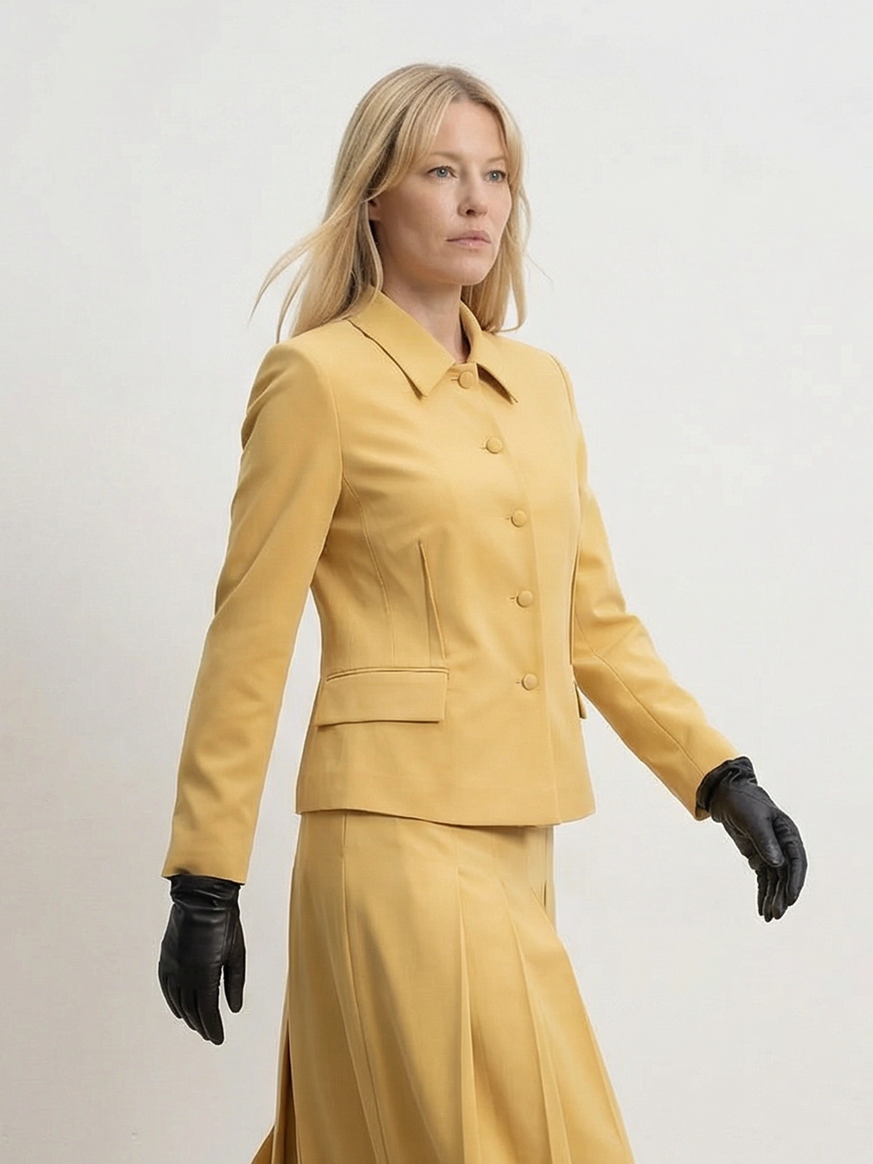 Горчичный укороченный жакет