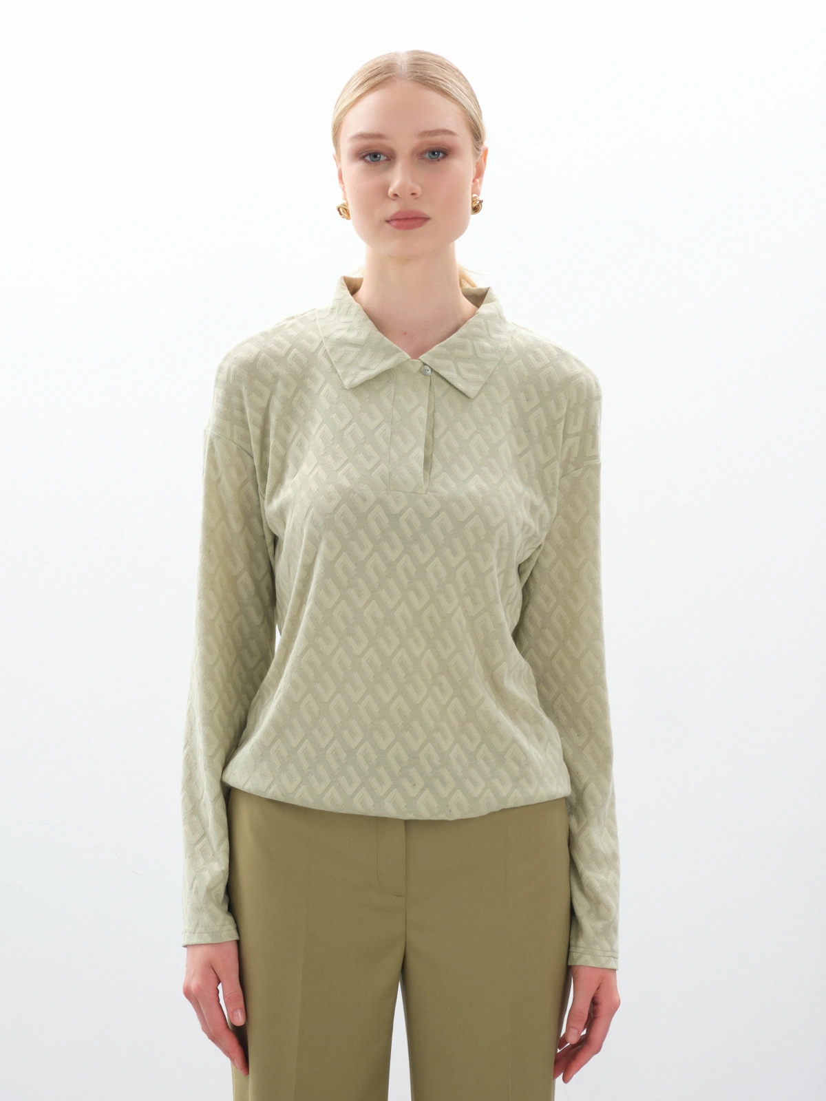 Зеленый лонгслив-поло buddy