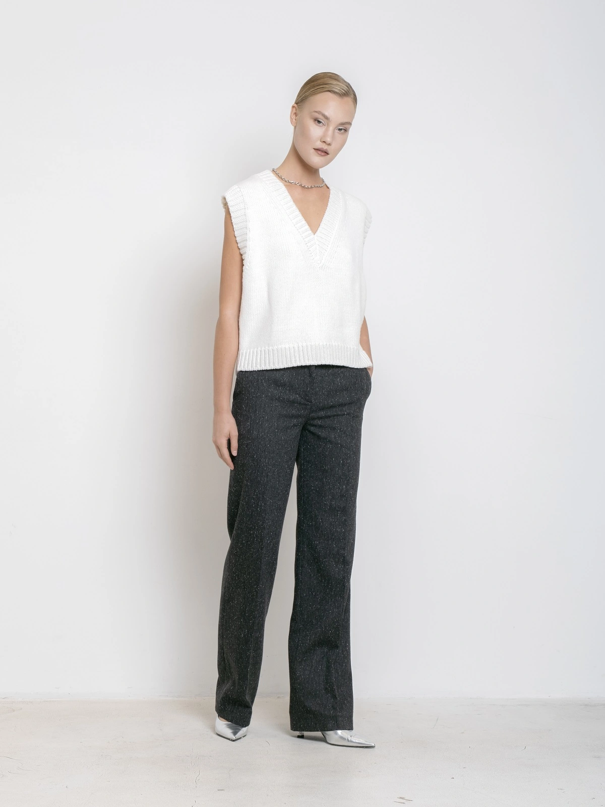 Брюки на подкладке в елочку