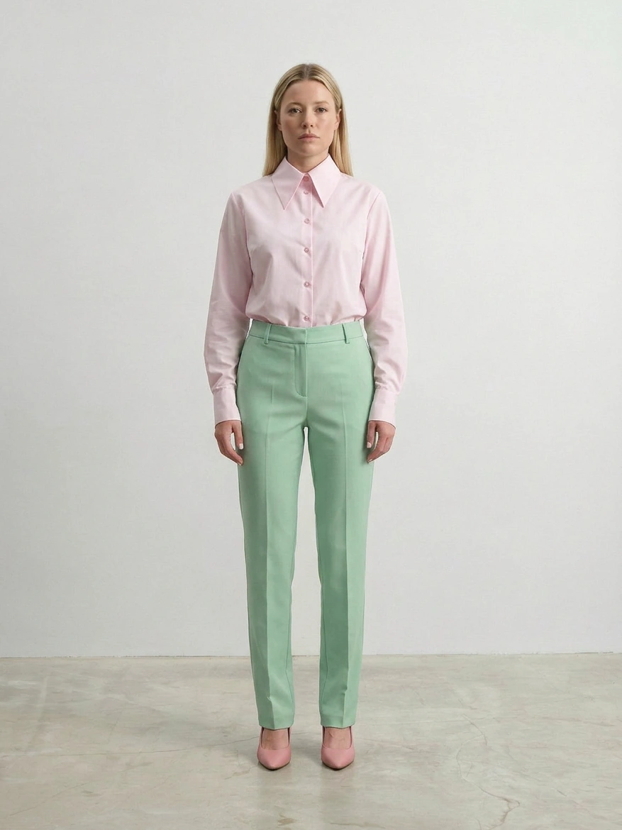 Длинные брюки в нежно-зеленом цвете