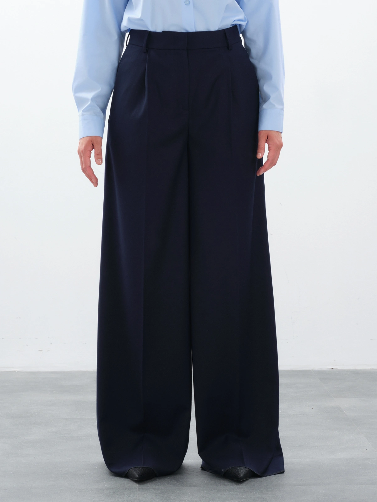 Широкие базовые синие брюки