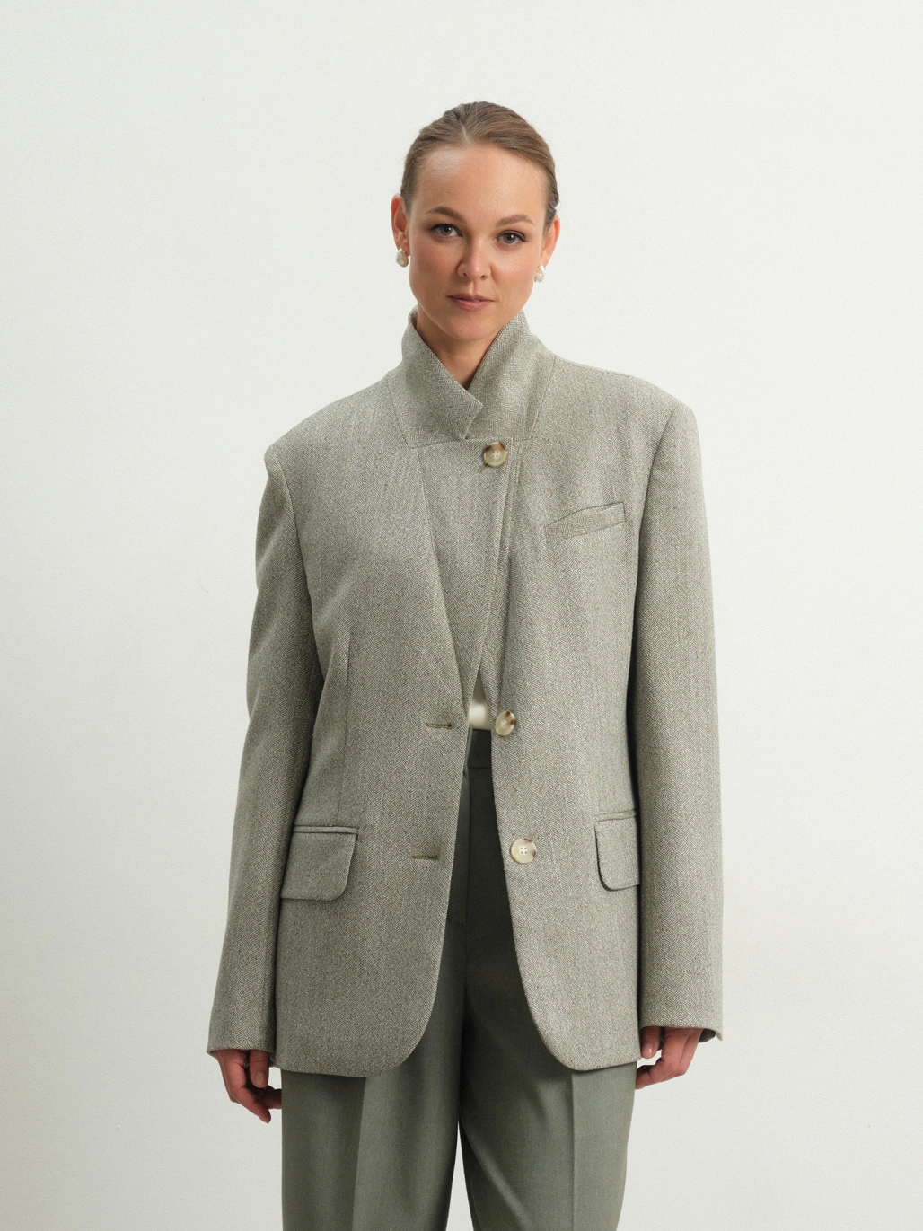 Зеленый меланжевый жакет Elegance