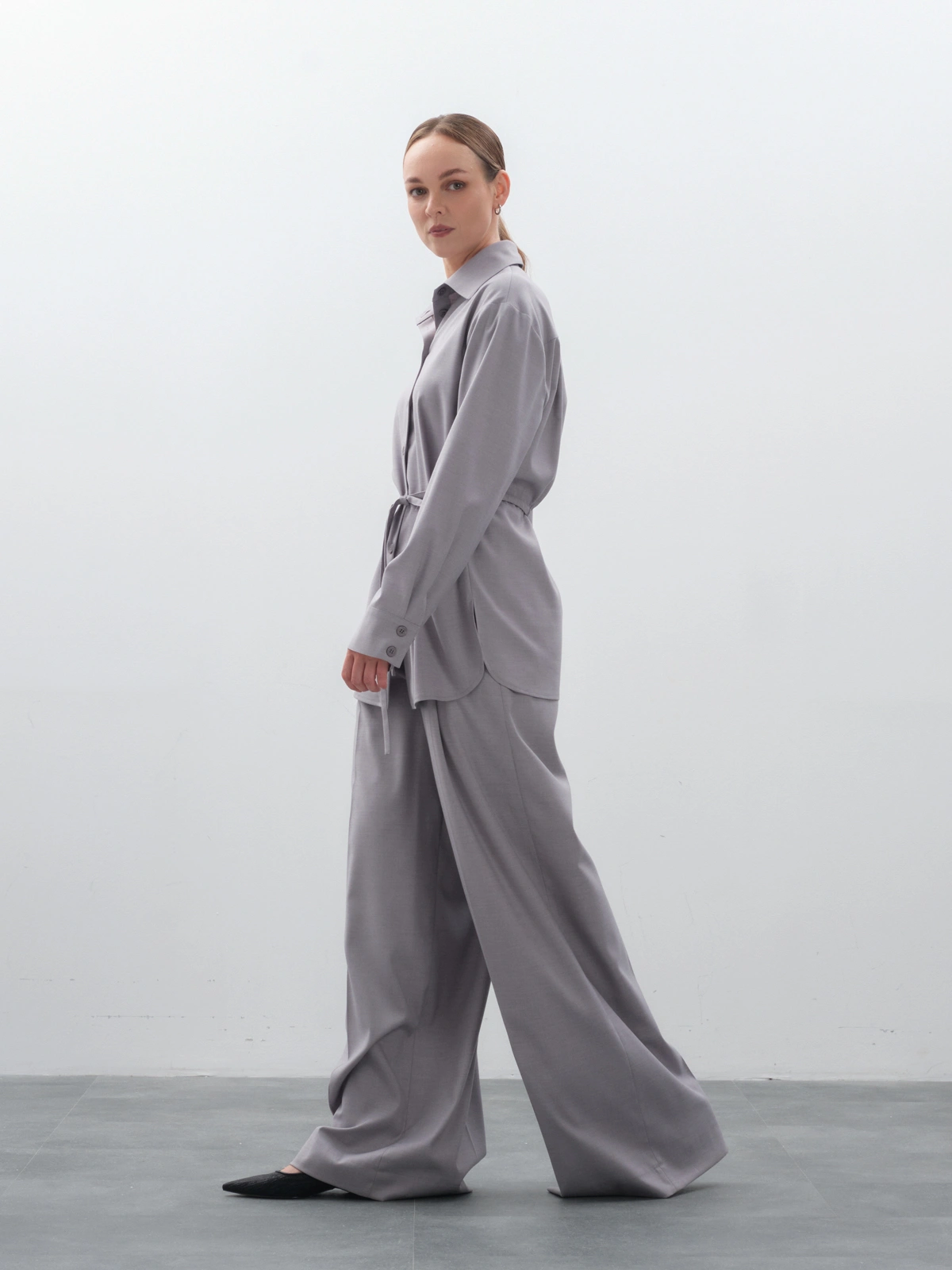 Брюки широкие серые hedonist