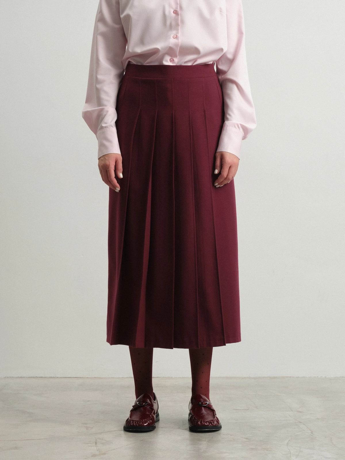 Бордовая юбка в складку Tulip