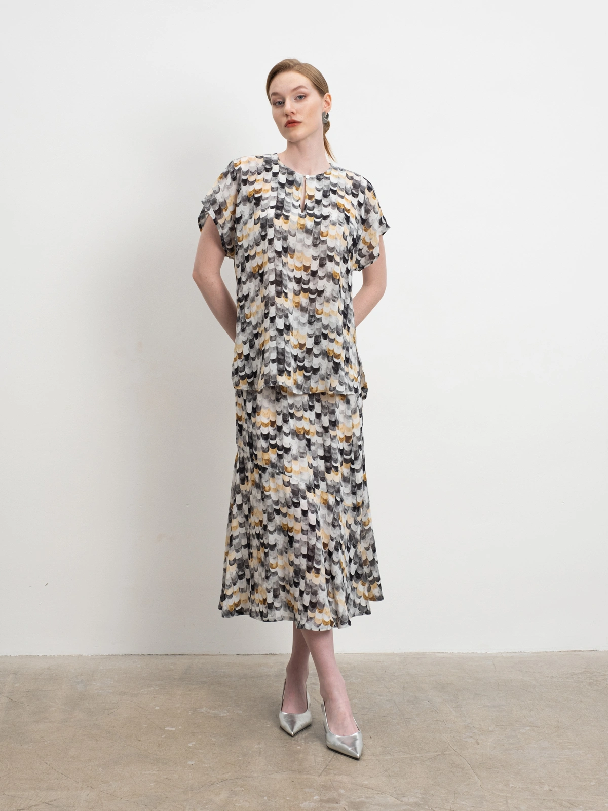 Юбка годе с принтом «ракушка»