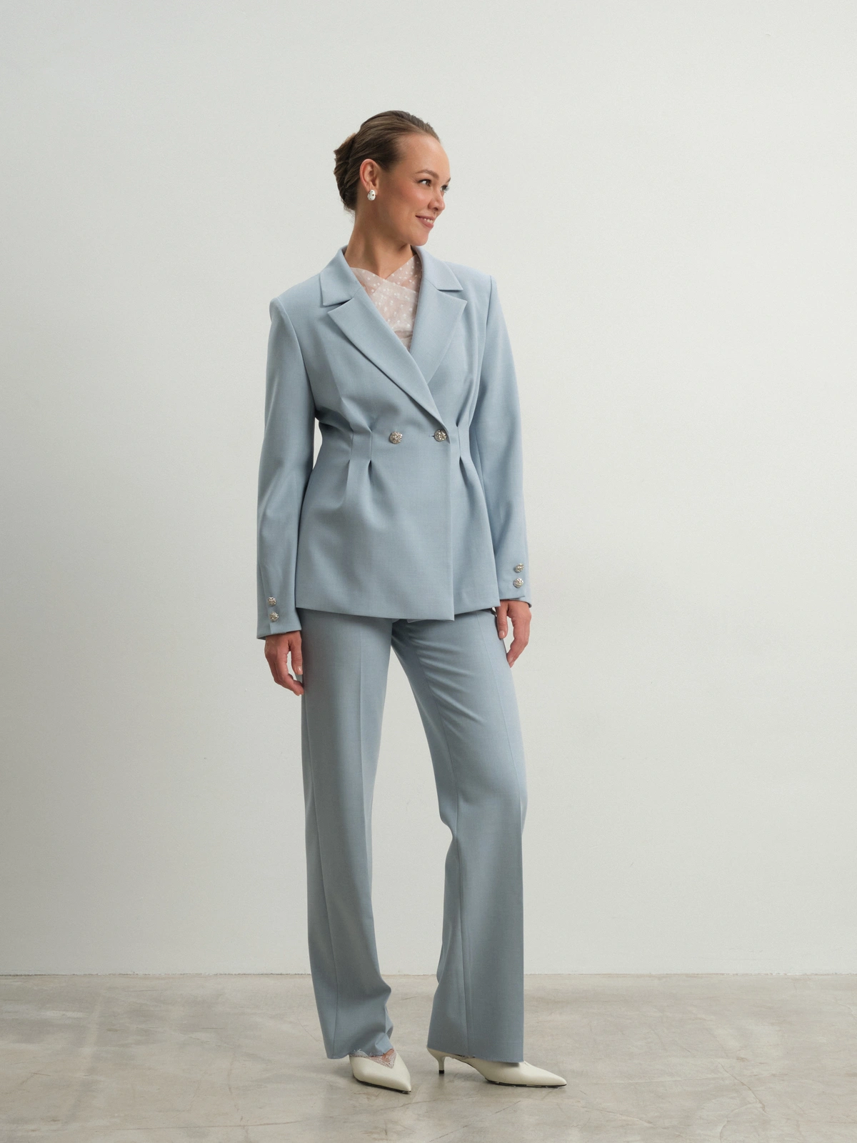 Голубые прямые брюки Allure