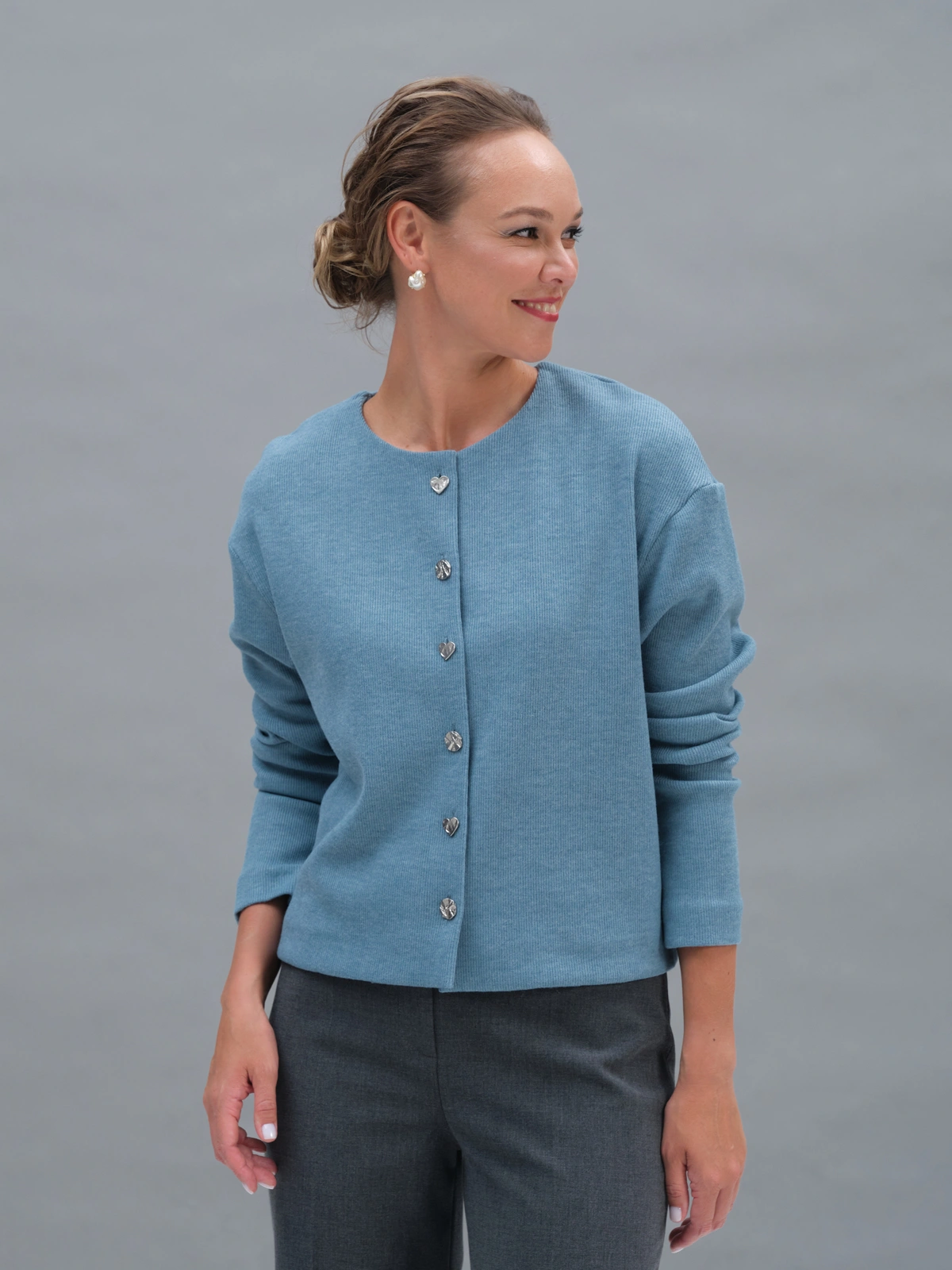 Голубой трикотажный жакет