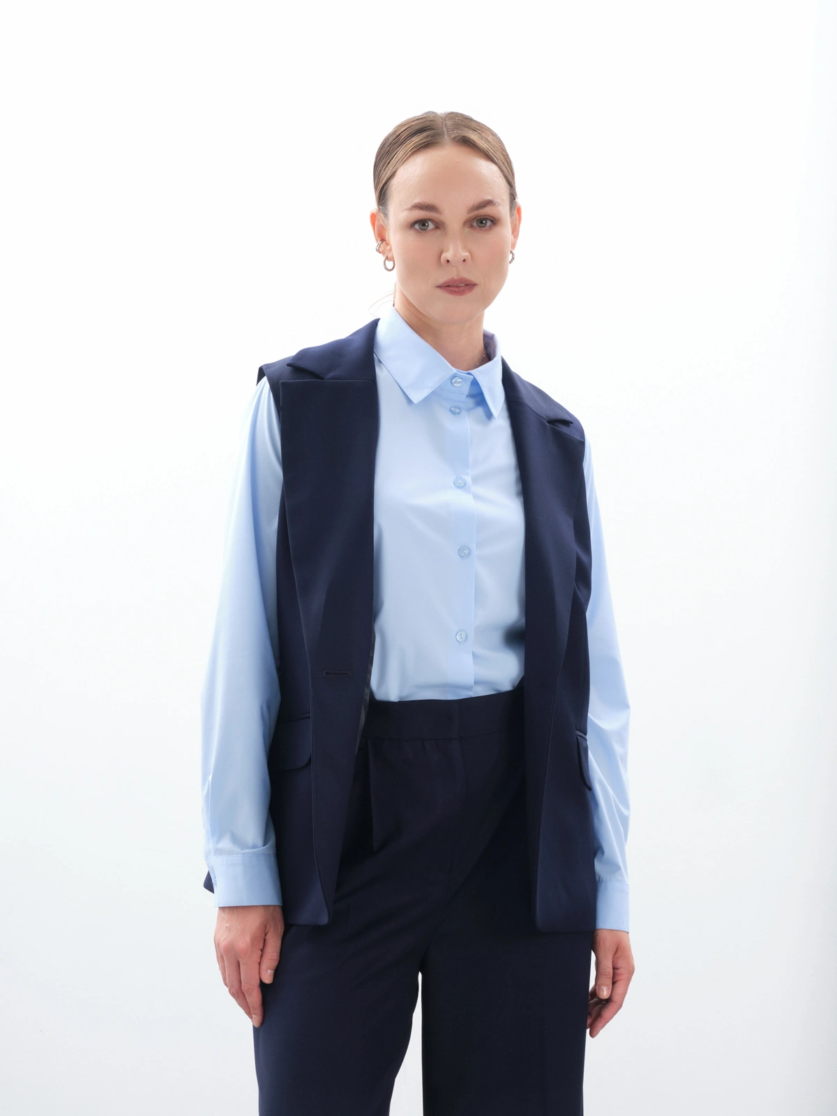 Жилет удлиненный синий