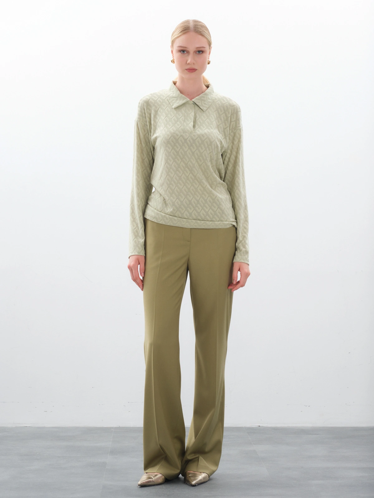 Зеленый лонгслив-поло buddy