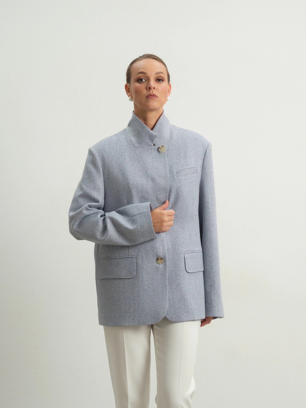 Голубой меланжевый жакет Triumph