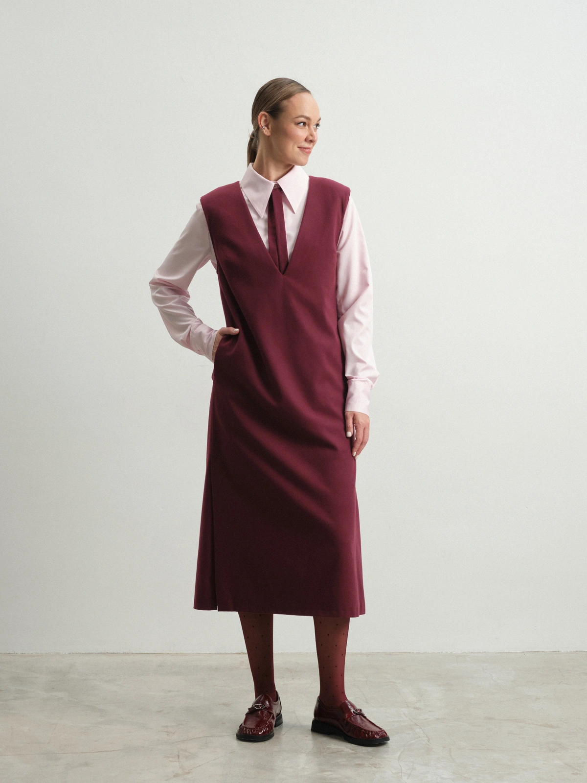 Бордовый сарафан Tulip