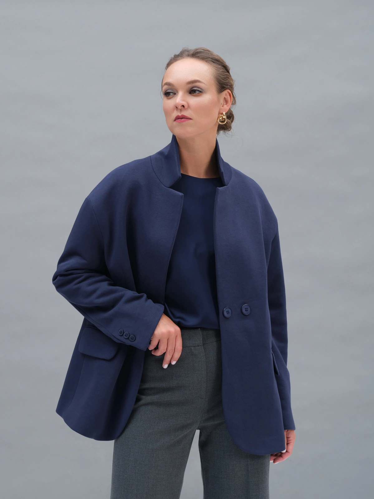 Синий жакет из футера