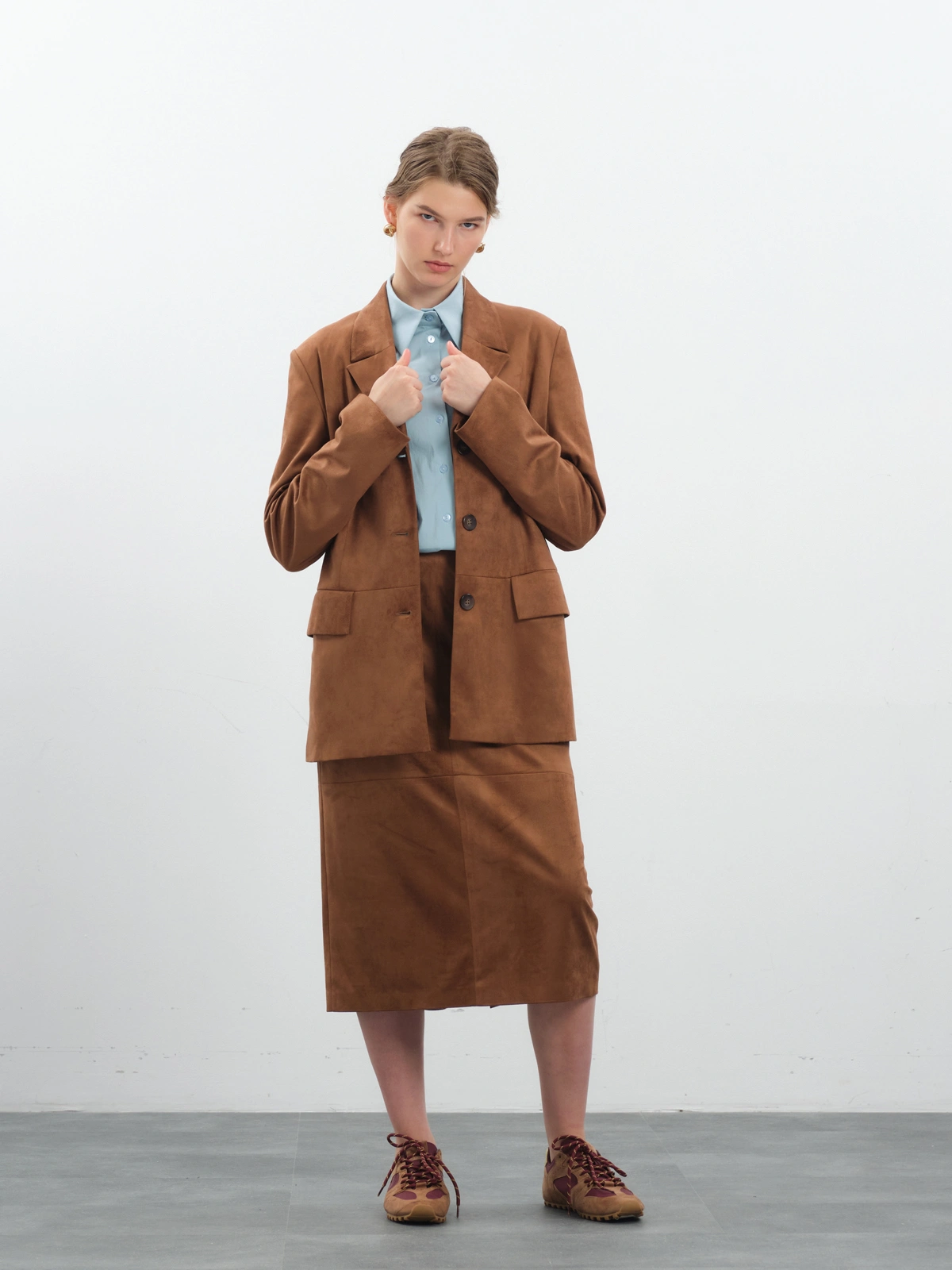 Замшевая терракотовая юбка