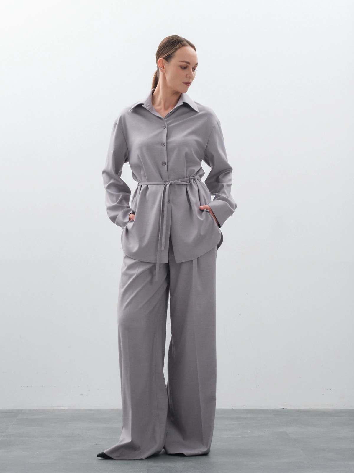 Брюки широкие серые hedonist