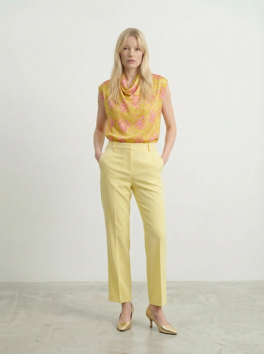 Укороченные лимонные брюки
