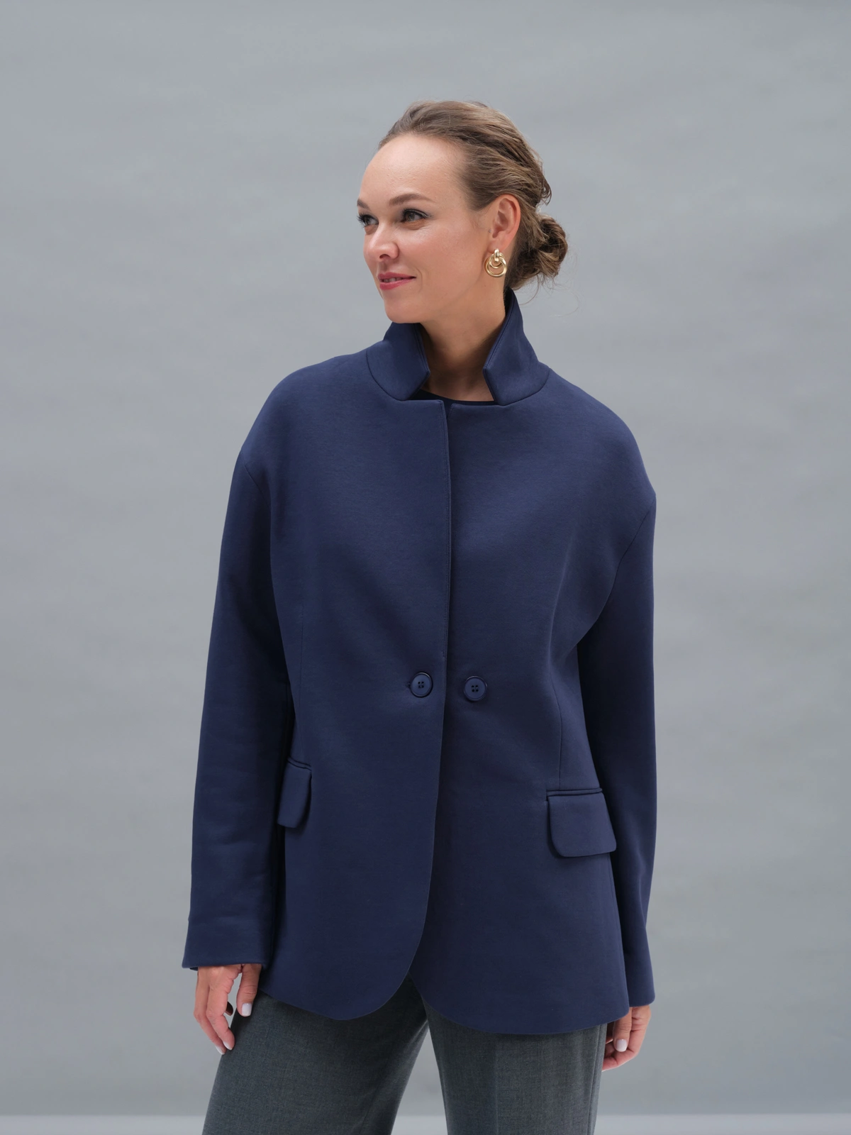 Синий жакет из футера