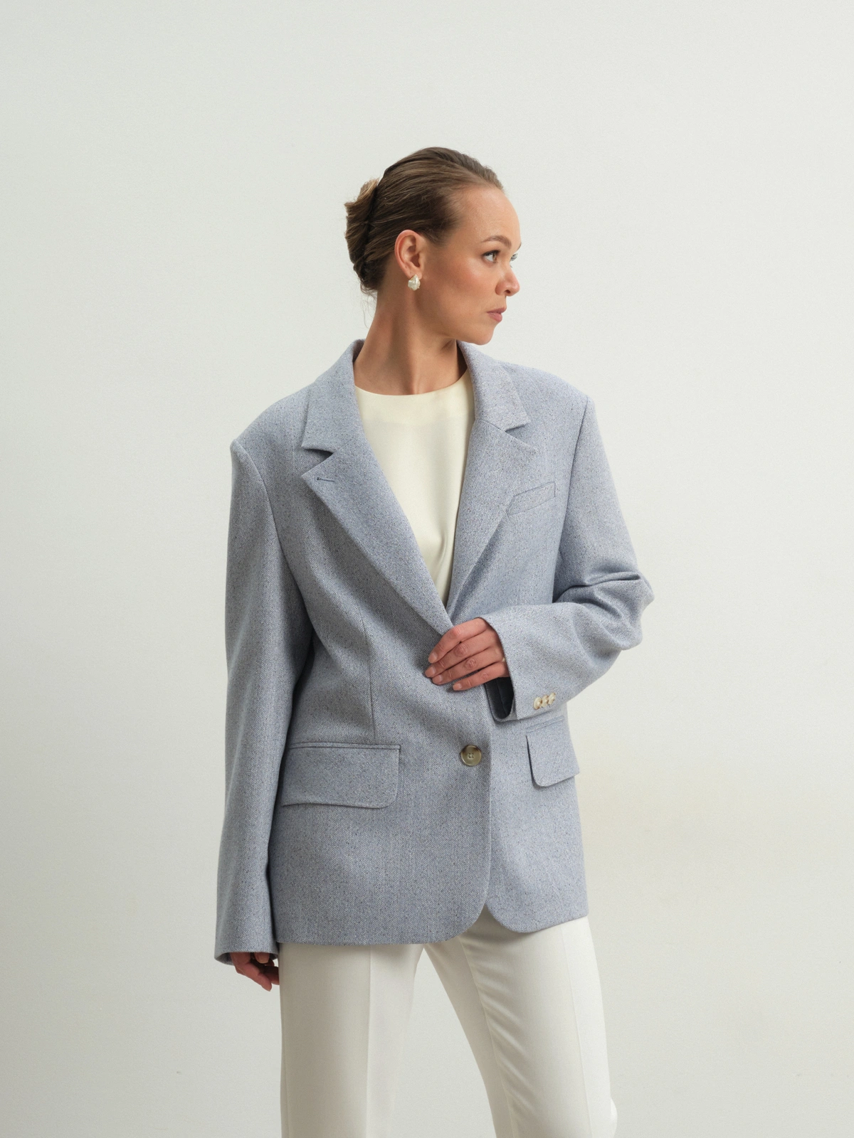 Голубой меланжевый жакет Triumph