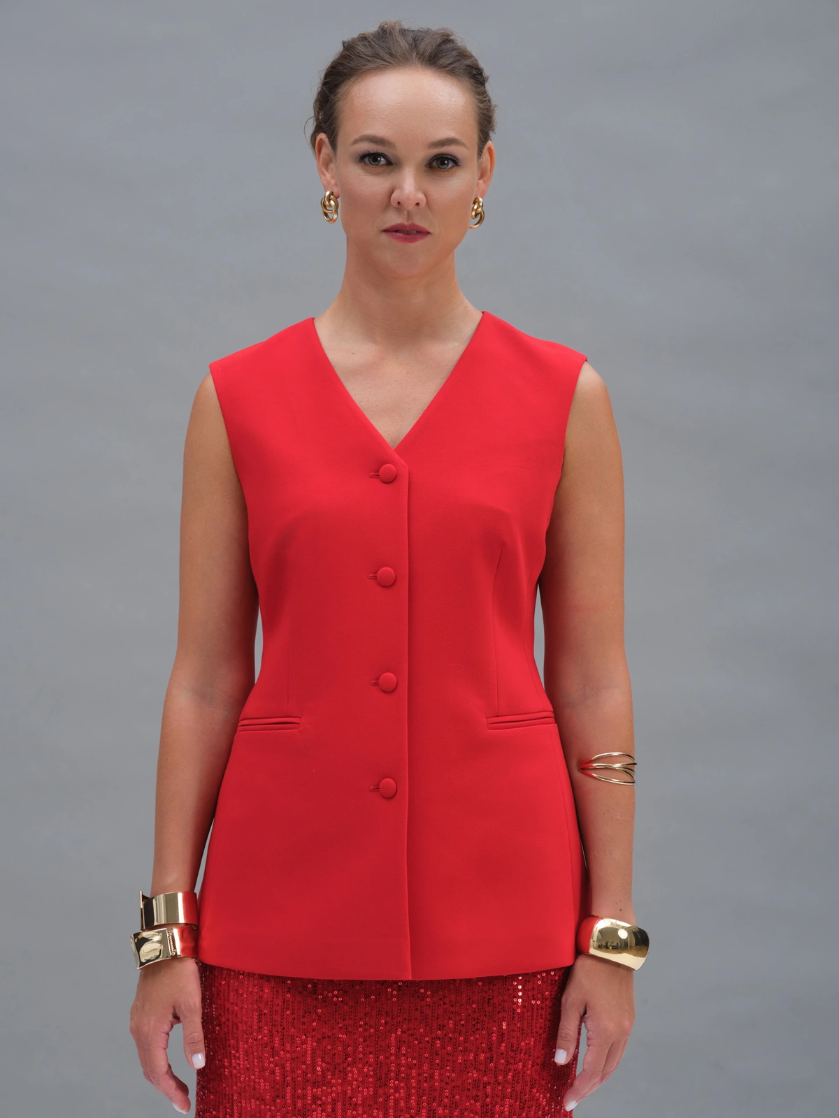 Красный удлиненный жилет Aphrodite