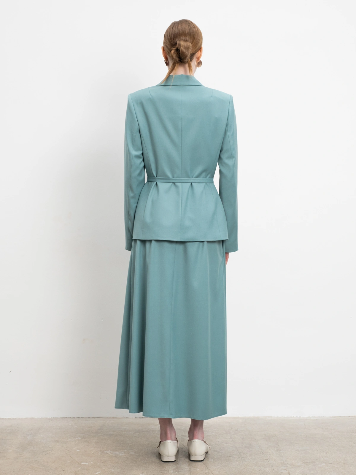 Мятная юбка со складками