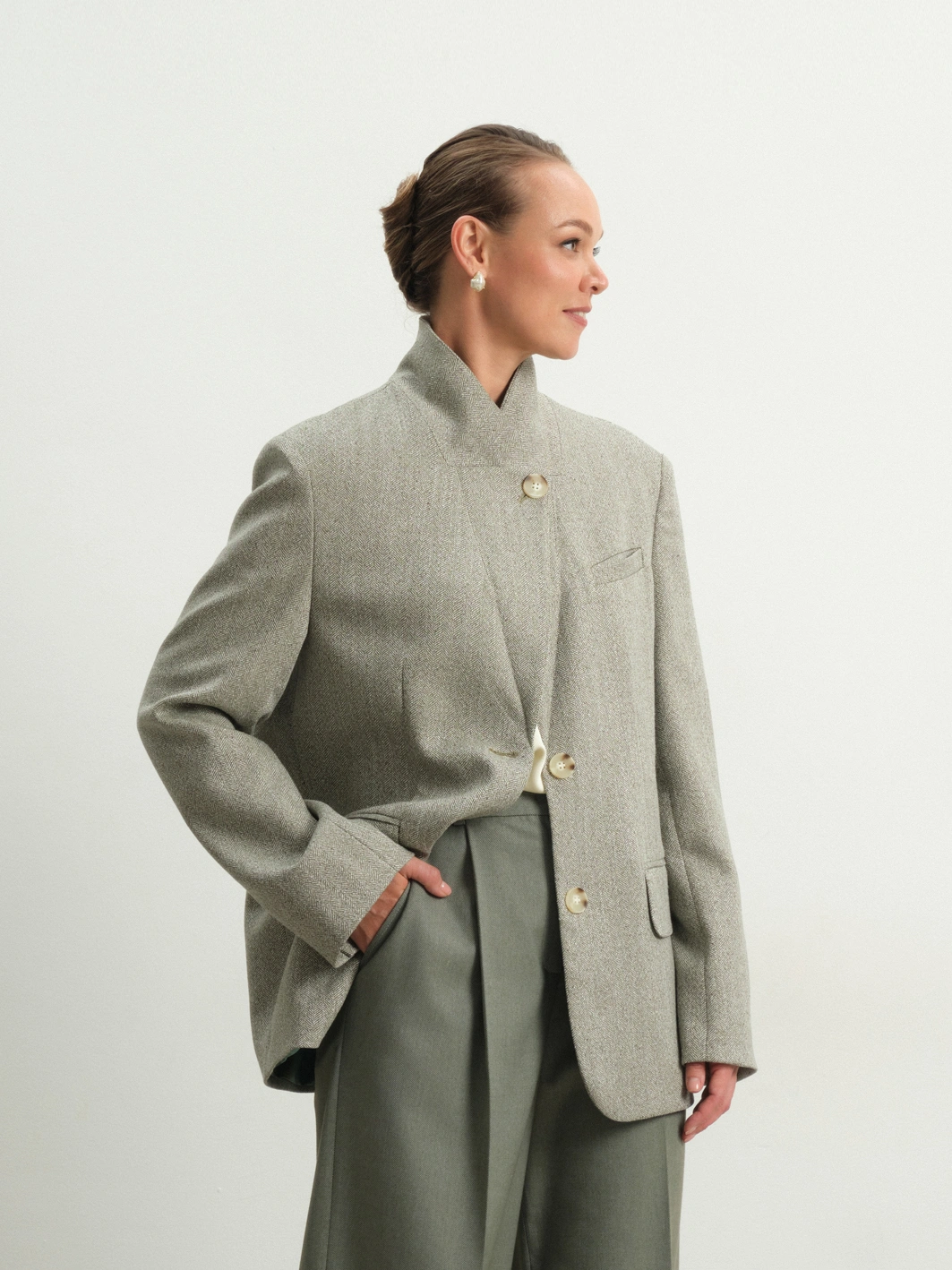 Зеленый меланжевый жакет Elegance