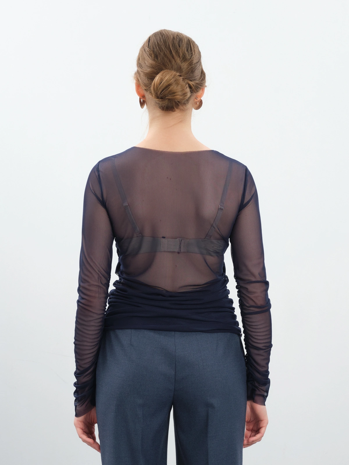 Синий лонгслив-сетка