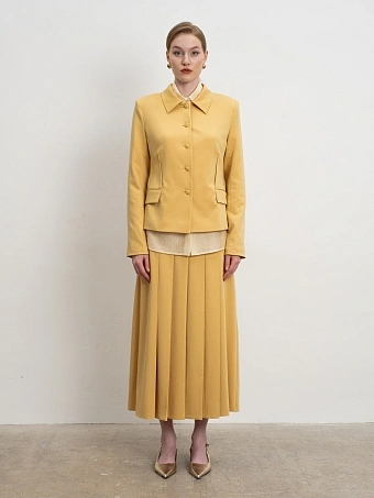 Горчичная юбка в складку