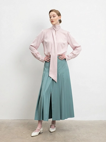 Мятная юбка со складками