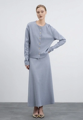 Голубая трикотажная юбка