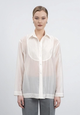 Жемчужная блуза с пластроном