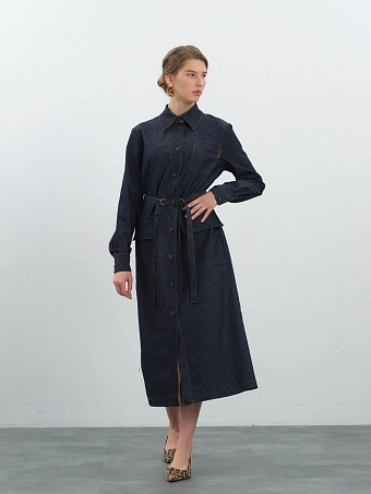 Темно-синее платье из денима