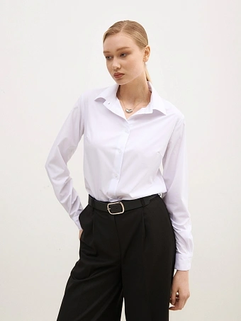 Белая прямая рубашка бамбук